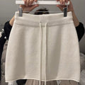 Western Style Elastic Waistband Lace-up Knitted Skirt