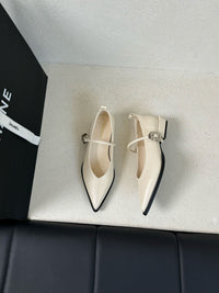 Womens Chunky-Heeled French-Style Retro Pointed-Toe Brown Mary Jane Shoes