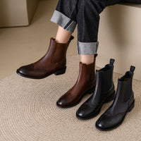 Stunning British-style Womens Full-grain Leather Ankle Boots With A Soft Sole