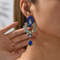 Luxury Full Rhinestone Teardrop Pendant Large Earrings Elegant Fashion Statement Jewelry Women Party Prom Wedding Accessories