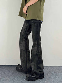 Washed Black Jeans Men's Straight Bootcut Trousers