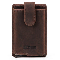 Crazy Horse Leather Automatic Anti-Theft Zipper Buckle Coin Purse