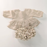 Ruffle Cotton And Linen Shirt Floral PP Pants
