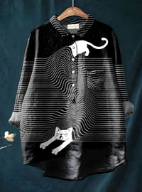 Casual Long Sleeve Shirt Animal Print Hawaiian Long Sleeve Blouse