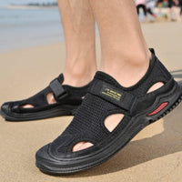 Fashion New Cowhide Men's Casual Mesh Shoes