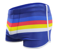 Mens Striped Minimalist-style Boxer Swim Trunks Ocean And Beach-ready