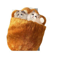Winter Warm Cute Bear Paw Cat Bed Thickened House Semi-closed Cat Nest Large Space Washed Sleeping Bag Dog Pet Bed Pets Products