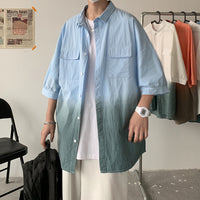 Men's Trendy Personality Gradient Short-sleeved Shirt
