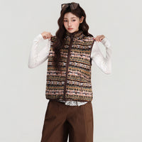 Retro Stand-collar Lamb Wool Vest Women's Cardigan Jacket For Autumn And Winter Layering