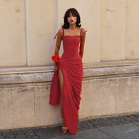High-slit Fashionable Strap Maxi Dress