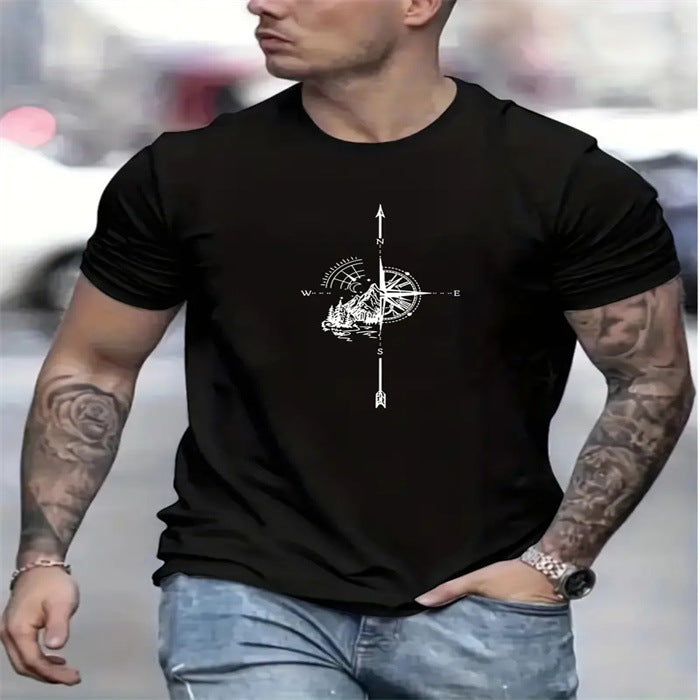 Men's Fashion Leisure Commute All-matching Round Neck Short Sleeve T-shirt