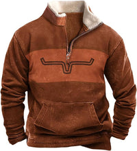 Zipper Sweater Men's Spring And Autumn Printed Turtleneck