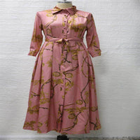 Dubai Long Dress Middle East Autumn Chain Print Swing Dress