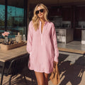 Women's Retro Henry Neck Loose Shirt