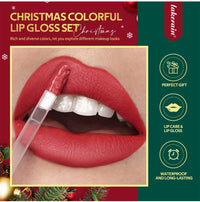 Christmas Gift Christmas Lip Gloss Set 6-Piece Red Matte Velvet Lip Gloss