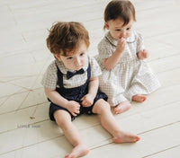 Ankesong Authentic Baby Summer Boys And Girls Baby Triangle Dress Short Sleeve Plaid Gentlemen And Women