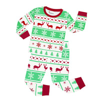 Christmas Deer Children's Suit Children's Pajamas Boys And Girls Long Sleeve Cotton Printed Homewear
