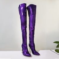 Womens Fashionable Over-the-knee Plus-size Metal-heel Boots