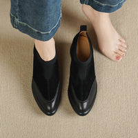 Soft Suede Chunky-heel Pumps With A Low Cut And A Single Strapa Mary Jane Style