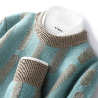 Half Turtleneck Vertical Pattern Color Matching Long Sleeve Sweater
