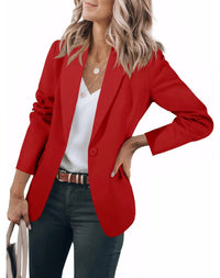 Women's Long Sleeve Solid Color Polo Collar Small Suit Jacket