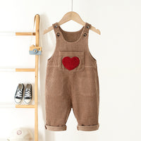 Suspender Pants Boys And Girls Corduroy Love Embroidered Jumpsuit
