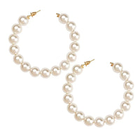 2026 New Fashion Large Hoop Pearl Earrings For Women, European American Style Versatile Exaggerated Statement Earrings