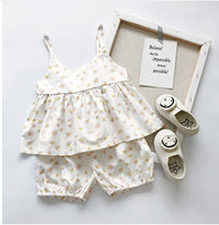 Summer Children's Wear Girls' Skirt Set Small  Sleeveless Tops Shorts