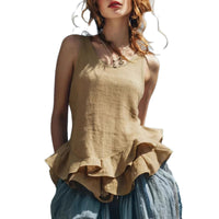 Casual Fashion Sleeveless Top With A Ruffled Hem