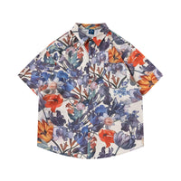 Fashion Oil Painting Flower Print Shirt Men