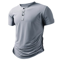 Men's Sports Henley-Neck Short-Sleeve T-Shirt