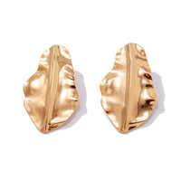 Liquid Metal Pleated Flower Stud Earrings