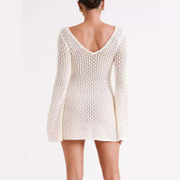 Women's Long-sleeved Knitted Slim-fit Jumpsuit Long Skirt