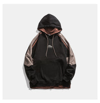 Contrast Colors False-two-piece Loose Hooded Sweater