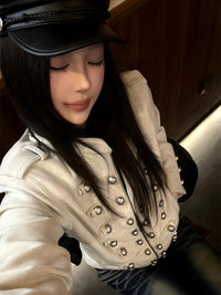 New Bamboo-knot-pattern Studded Short Jacke