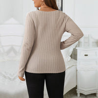 Women's Slimming Waffle Knit Long Sleeve Henley Top