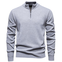 Casual Men's Solid Color Half-zip Sweater
