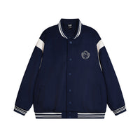 Spring And Autumn Color Stitching Stand-collar Badge Embroidered Casual Coat