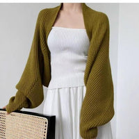 Knitted Cardigan Coat Female Batwing Sleeve Sweater Short Temperamental