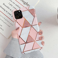 Electroplated geometric marble phone case