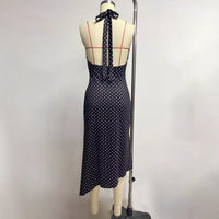 Printed Halter High-Waist Backless Slip Dress Women
