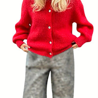 Women's Soft Light Purple Long Sleeve Hip Knitted Cardigan