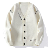 Heavy Men's Knitted Cardigan Coat Autumn And Winter V-neck Cotton Knitwear