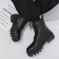 Fashionable And Simple Men's High-top Side Zipper Leather Boots