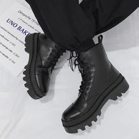 Fashionable And Simple Men's High-top Side Zipper Leather Boots