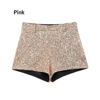 Women's Fashionable Sequins Mid-waist Shorts