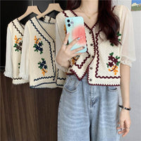 Women's French Embroidery Design Sense Cardigan Top