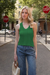 Women's V-neck Tank Vest Fashion Casual Knitted Solid Color Tops