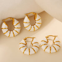 Fashionable Amber Twisted Resin Earrings For Women, Stainless Steel, Retro U-Shaped, High-End Design