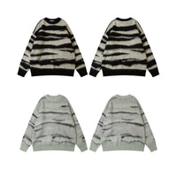 Striped Contrast Color Haima Wool Sweater For Women